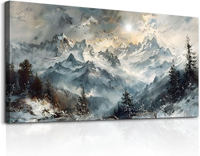 KELIYUAN Canvas Wall Art For Living Room Farmhouse Wall Decor For Office Abstract Mountain Landscape Wall Painting Framed Pictures Artwork Modern Bedroom Dormitory Home Decoration Aesthetic 20x40in