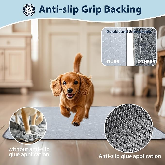 Washable Pee Pads for Dogs, Reusable Puppy Pads 34x36, 3 Pack, White Grey | Reusable, Fast Absorbent, Waterproof, Non-Slip, For Whelping, Training, Incontinence & Potty, For Dog Playpen, Crate, Car