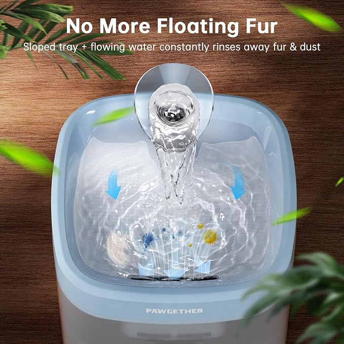 PAWGETHER® Cat Water Fountain with Wireless Pump 51oz/1.5L Dog Water Fountain, Ultra Quiet Automatic Pet Water Fountain Portable Indoor Ourdoor Travel Small Dog Water Dispenser with Adapter Blue