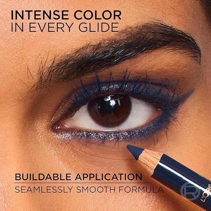L'Oreal Paris Haute Couleur Kohl Eyeliner Pencil, Intense Eye Liner Color with Smooth Gel-Like Formula, Up To 12HR Eye Makeup Wear, 130 Blue Suede