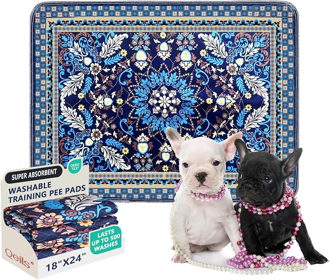 Washable Pee Pads, Super Absorbent Puppy Pads, 2 Pack 18"x24" | Reusable Dog Training Pads, Leakproof With Waterproof Non-Slip Backing For Crates, Floors, Indoor Potty & Furniture