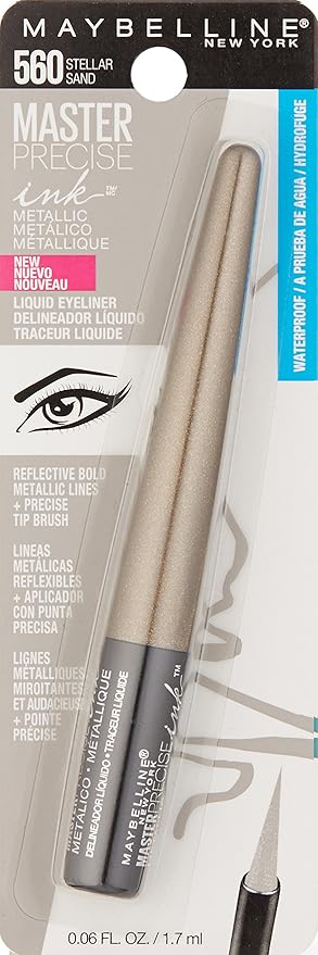 Maybelline New York Master Precise Ink Metallic Liquid Liner, Stellar Sand, 0.06 Fluid Ounce