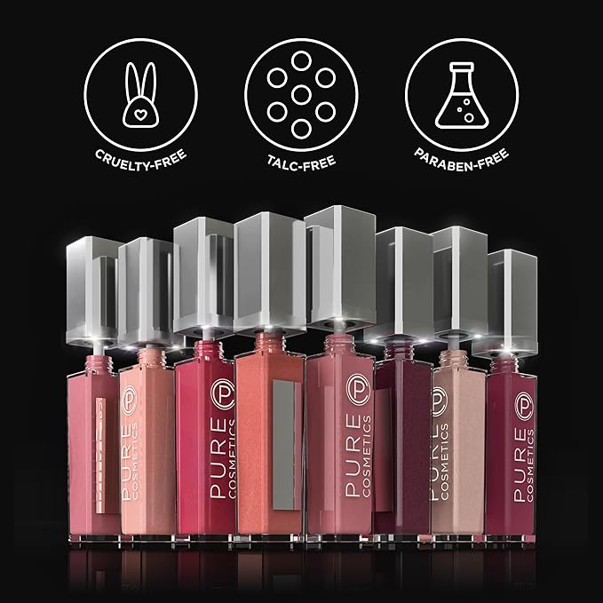 Pure Cosmetics Pure Illumination Lip Gloss - LED-lit Applicator w/Side Mirror - Non-Sticky, Moisturizing & Hydrating Lip Glosses - Soothes & Heals Dried Chapped Lips (Clear)