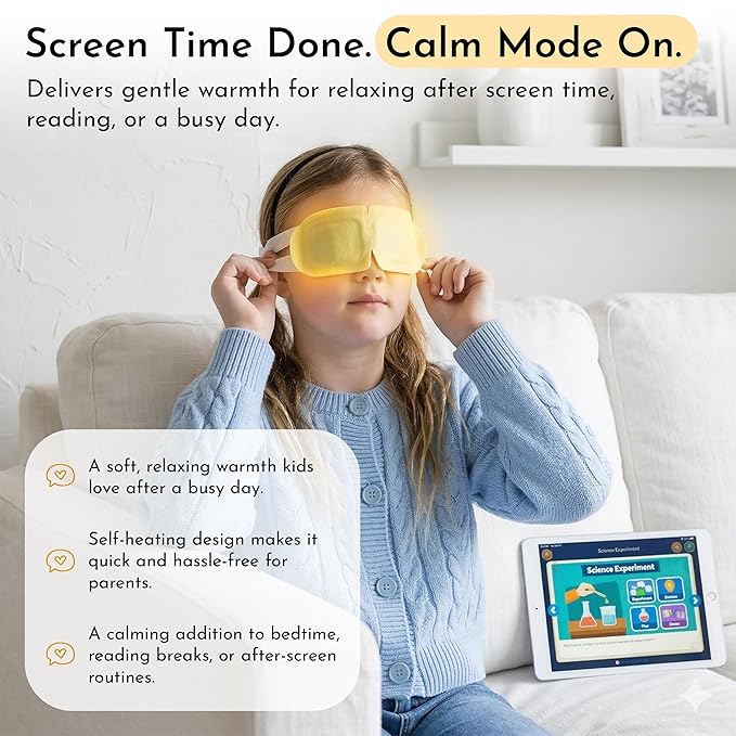 GlamBaby Warmy Winks Self-Heating Eye Mask for Kids – Heated Warm Compress for Dry Eyes, Irritation & Puffiness – Disposable Eye Mask for Children’s Eye Relief & Relaxation (30 Individual Units)