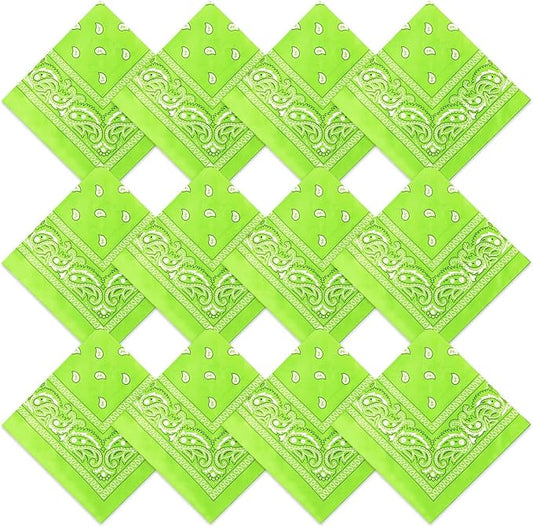 Suhine 12 Pcs Bandanas Bulk 22 x 22 Inch Paisley Headband Cowboy Handkerchief Christmas Thanksgiving Gift for Women Men