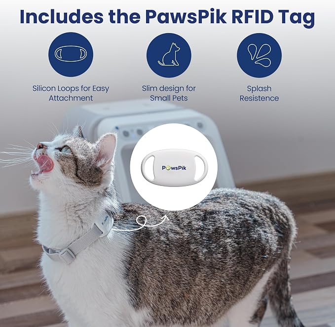 Automatic Microchip RFID Cat Feeder, 16-Cup, White | ISO Microchip & PawsPik RFID Tag Compatible, App Control, Portion Control, Personalize Feeding