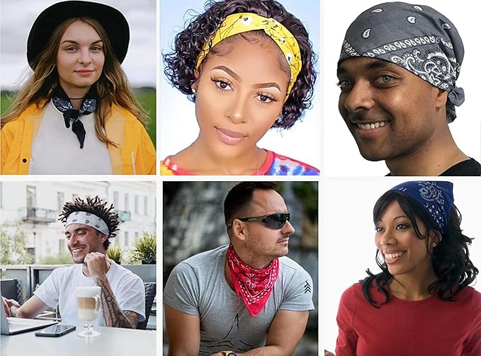 Gift Packaging Bandana for Men Women - 100% Cotton, Paisley, 22x22 In, 1 Pack - Large Bandanna Handkerchief Cowboy Hanky