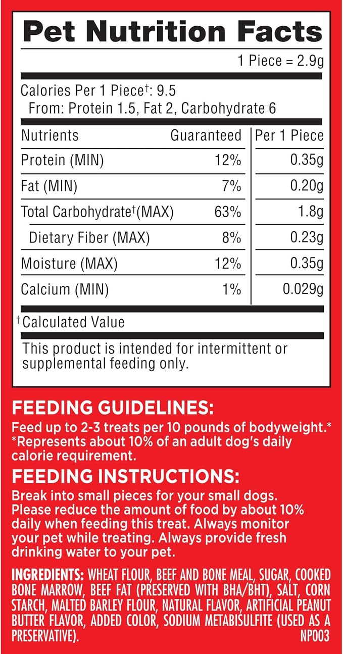 Milk-Bone MaroSnacks Peanut Butter Flavor Dog Treats, 40 oz Canister | Made with real bone marrow, crunchy outside & meaty flavor inside, 9.5 calories each, training treats, artificially flavored