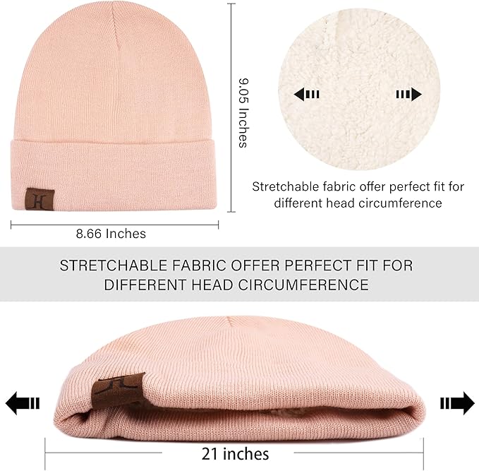 Winter Warm Beanie Hat Touchscreen Gloves Set, Soft Skull Cap Gloves Set for Men and Women with Warm Knit Fleece Lined
