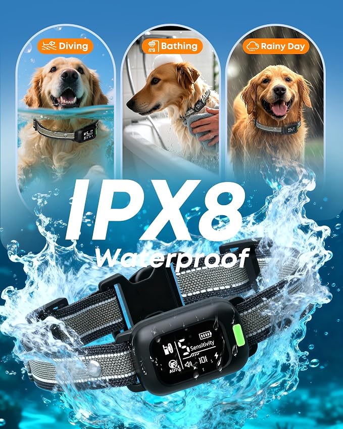 2-in-1 Dog Bark & Shock Collar with Remote, 4500FT Training Range