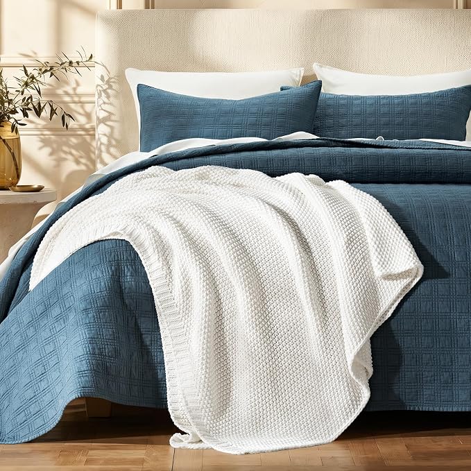 Organic Cotton Chunky Knit Throw Blanket, 50 x 60 Bright White | OCS Certified Organic Cotton, Seed Stitch Knit, Soft & Breathable, Cozy Midweight, Decorative Throw for Couch, Bed & Sofa