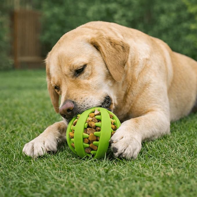 Dog Treat Ball for Small Dogs – Interactive Chew Toy, Teeth Cleaning & Mental Stimulation, Durable Rubber Treat Dispensing Toy