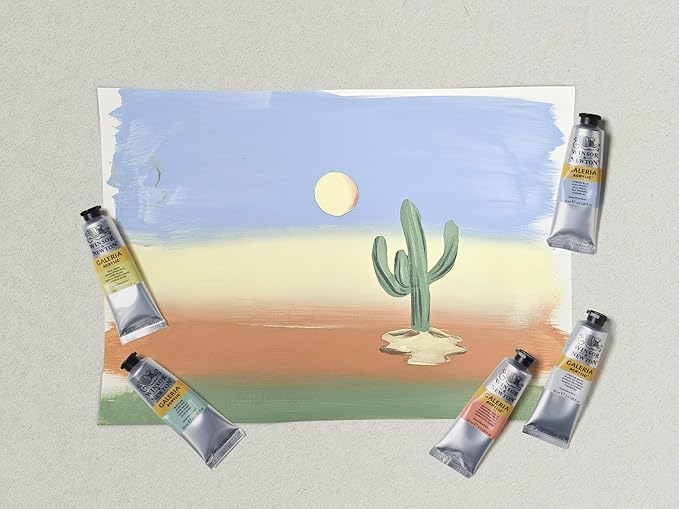 Winsor & Newton Galeria Acrylic Paint Set, 5 x 60ml (2-oz) Tubes, Pastel