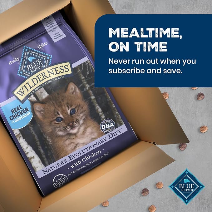 Blue Buffalo Wilderness Chicken Kitten Dry Cat Food, Grain-Free, 5 lb | High Protein, Real Chicken #1 Ingredient, DHA & ARA for Brain and Eye Development, Antioxidant-Rich LifeSource Bits