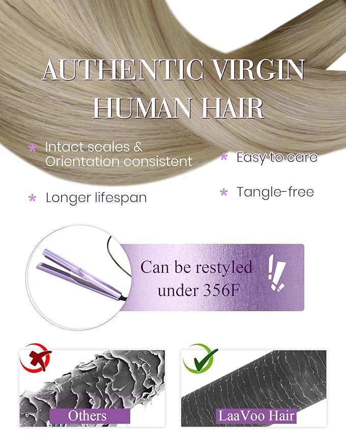 LaaVoo Itip Human Hair Extensions I Tip Hair Extensions Human Hair Highlights Light Blonde to Golden Blonde 14in 40g 80s