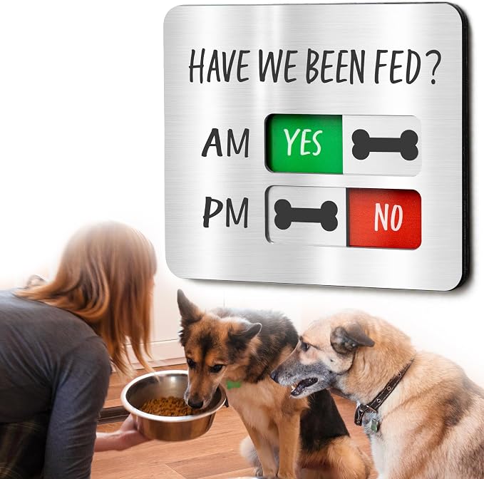 Dog Feeding Reminder - Dog Feeding Chart with Have We Been Fed AM/PM Tracker, Magnets Fed Sign with Pet Tracker for Fridge, Prevent Overfeeding