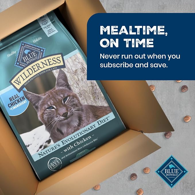 Blue Buffalo Wilderness Chicken Indoor Hairball Control Dry Cat Food, 11 lb | Real Chicken #1 Ingredient, High Protein & Grain-Free Recipe, Promotes Healthy Digestion