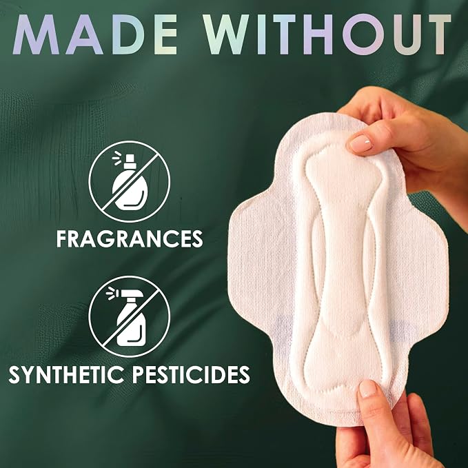 L. Ultra Thin Pads for Women, Overnight Absorbency, Organic Cotton Top Layer, Unscented Pads with Wings,96 Count (Pack of 2)