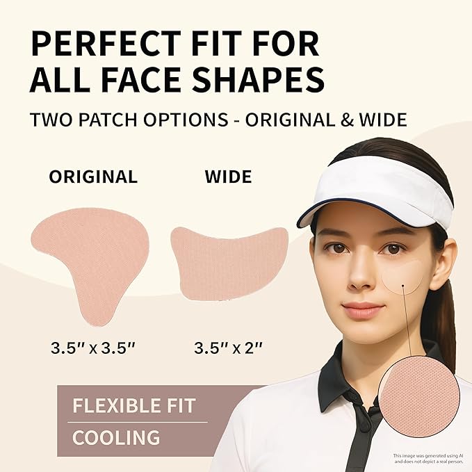 Sun Patch, Under Eye UV Protection for Golf, Hiking, Driving, Outdoor Sports | Cooling Sunblock Patches, Scar & Sun Damage Protection (Unisex 4PK (Beige))