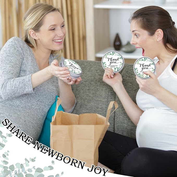 MTLEE 50 Pcs Eucalyptus Baby Shower Scented Candles Gift Travel Tin Aromatherapy Candles Favors for Baby Shower Favors Wedding Gifts Compound Scent Essential Oil 1.57 x 0.67''
