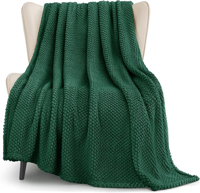 Whale Flotilla Extra Large Soft Fleece Throw Blanket for Couch | 50x70 Inch, Emerald Green, Suitable for Sofa Chair Bed, Fluffy Fuzzy Jacquard Blankets for All Season, Lightweight and Cozy