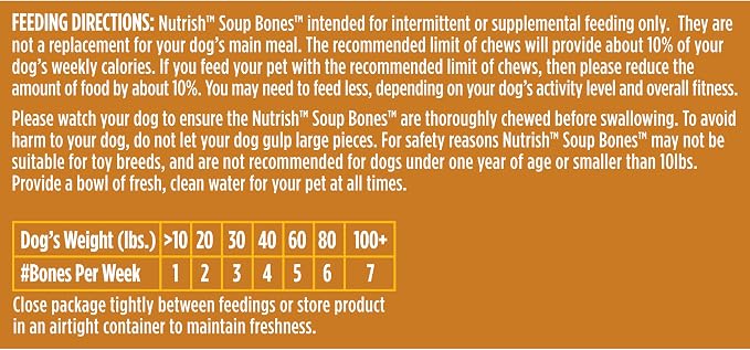 Nutrish Soup Bones Dog Chews, 6.3 oz. Bag, Pack of 8 (Rachael Ray) | Includes 24 Dog Chews, Real Chicken & Veggies Flavor, Rawhide-Free Treats, Easy on Gums, Resealable Bag