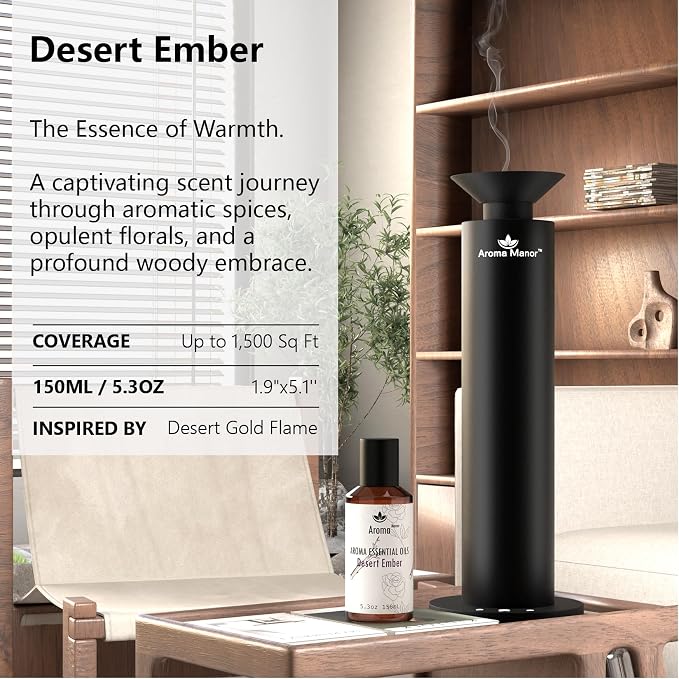 Hotel Scented Essential Oils - Desert Ember- for Waterless Oil Diffuser, Aromatherapy Essential Oil Blends for Diffusers, Luxury Hotel Scents - Inspired by 5 Star Hotels, Air Freshener Room Diffuser