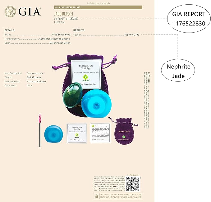 Polar Jade Nephrite Jade Egg, Medium, Drilled with Unwaxed String, Cleaning Brush and Instructions for All Levels of Users in Kegel Exercises to Gain Better Bladder Control to Prevent Incontinence