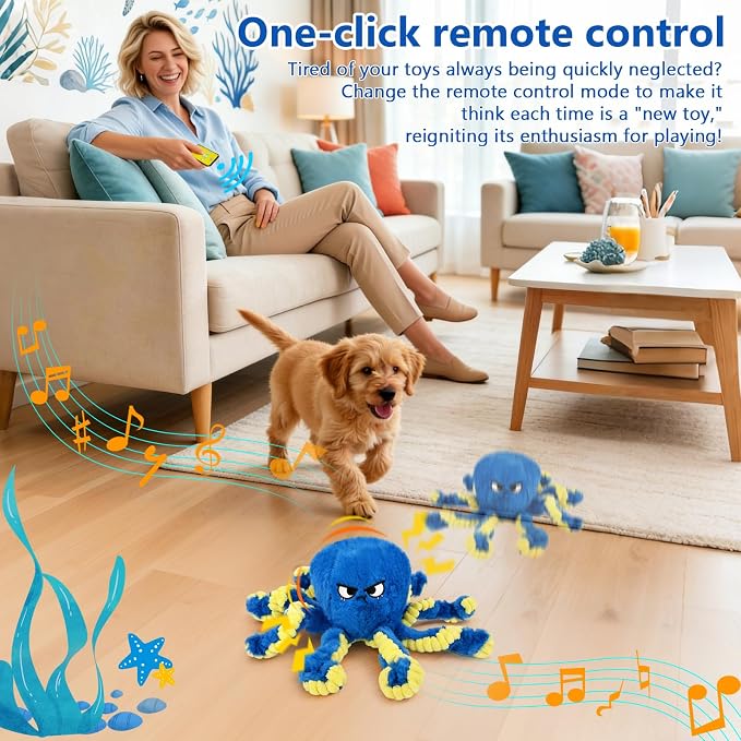 ETACCU Interactive Dog Toys Octopus, Moving Dog Toy to Keep Them Busy