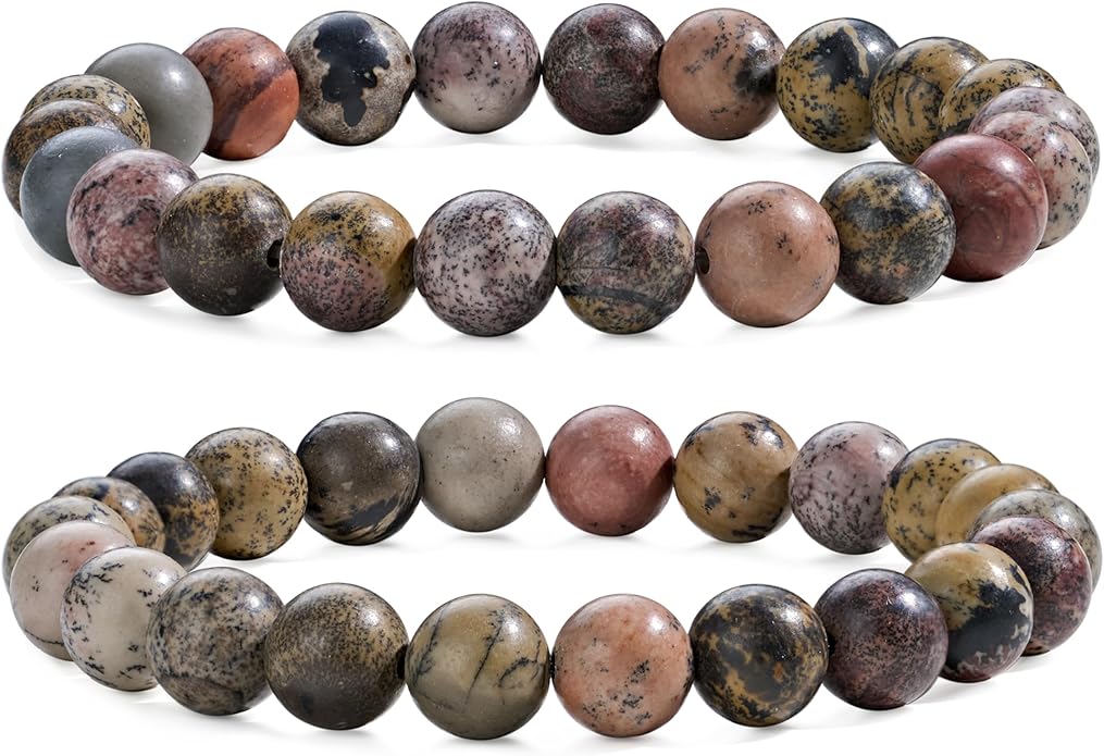Bivei Natural Gemstone Semi Precious Healing Crystals Handmade Stretchy Round Beads Bracelet,Stocking Stuffers for Women Enhance Positive Energy
