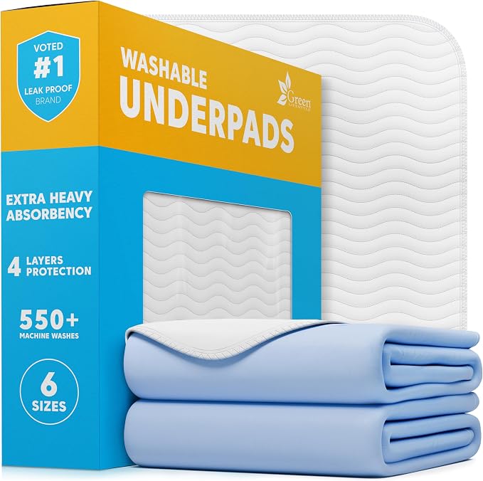 Washable Underpads - Large Bed Pads for use as Incontinence Bed Pads, Reusable Pet Pads, Great for Dogs, Cats, Bunny, Seniors Bed Pad (Pack of 2 - 34x36)