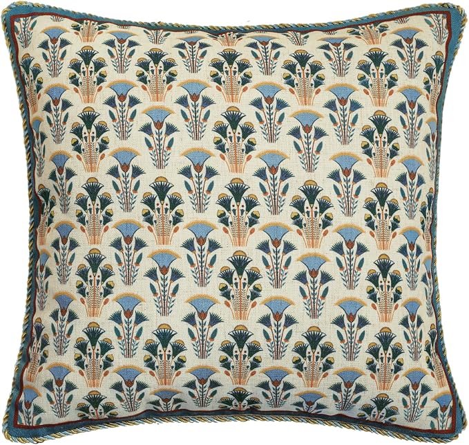 patdrea Designer French Vintage Linen Throw Pillow Cover,18"x18"-Wensel D | RusticDecorative Pillow Case,Farmhouse Floral Pattern,Cushion Coverfor Couch Living Room Bedroom Sofa