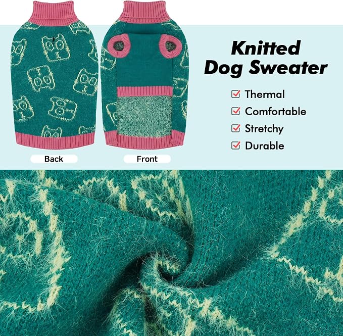IDOMIK Turtleneck Dog Sweaters for Medium Dogs, Soft Knit Dog Sweater,M | Sleeveless Pet Pullover Sweatshirt, Warm Winter Dog Sweater Medium Size Dog, Cozy Dog Apparel Clothes for Christmas Wear