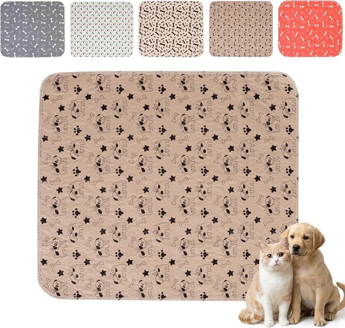 Puppy Pee Pads with Pheromones,Forever Pad,Washable Pee Pads for Dogs,Reusable Dog Pee Pads,Waterproof and Leak-Proof,Non-Slip Base Training Pad Suitable for Home(Brown Puppies,M:31.5*27.6in)