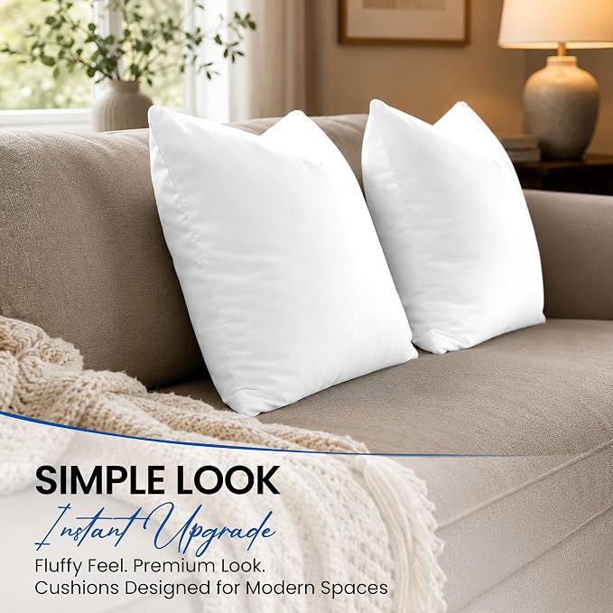 Hannah Linen Throw Pillow Inserts 14x14 – 12 Pack Square Decorative Pillow Insert for Couch, Sofa & Bed, Soft Fluffy Polyester Filled Cushion Stuffers, Indoor Home Decor Pillows