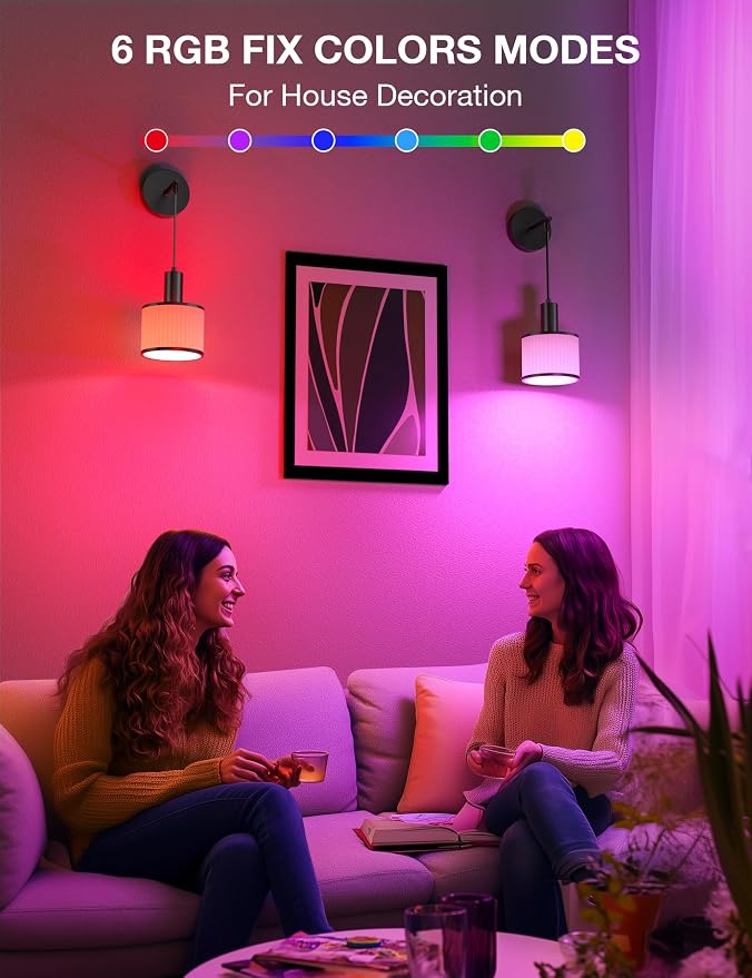 Battery Operated Wall Sconce Set of 2, Black&Off-White Wireless Rechargeable Wall Lights with 5200mAh Dimmable Detachable Bulbs and Remote, 9 Colors Sconces Wall Decor for Bedroom Living Room