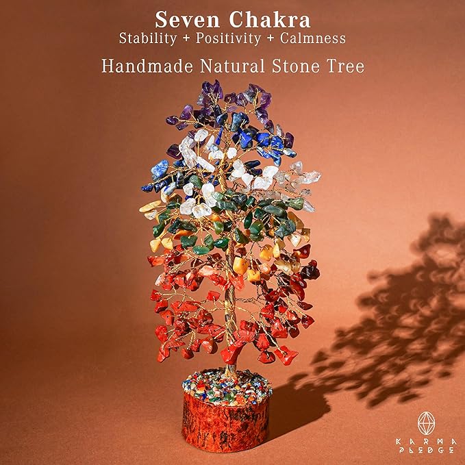 7 Chakra Healing Crystal Tree of Life for Manifestation, Handmade Crystal Tree for Good Luck, Positive Energy, Reiki, Home Office Room Wall Decor, Unique Birthday Gift for Women, Men, Mom & Dad