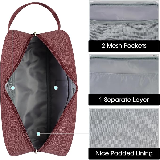 Narwey Travel Toiletry Bag for Women Traveling Dopp Kit Travel Bag for Toiletries Cosmetic Bag Makeup Bag Medicine Bag for Traveling (Jujube Red)