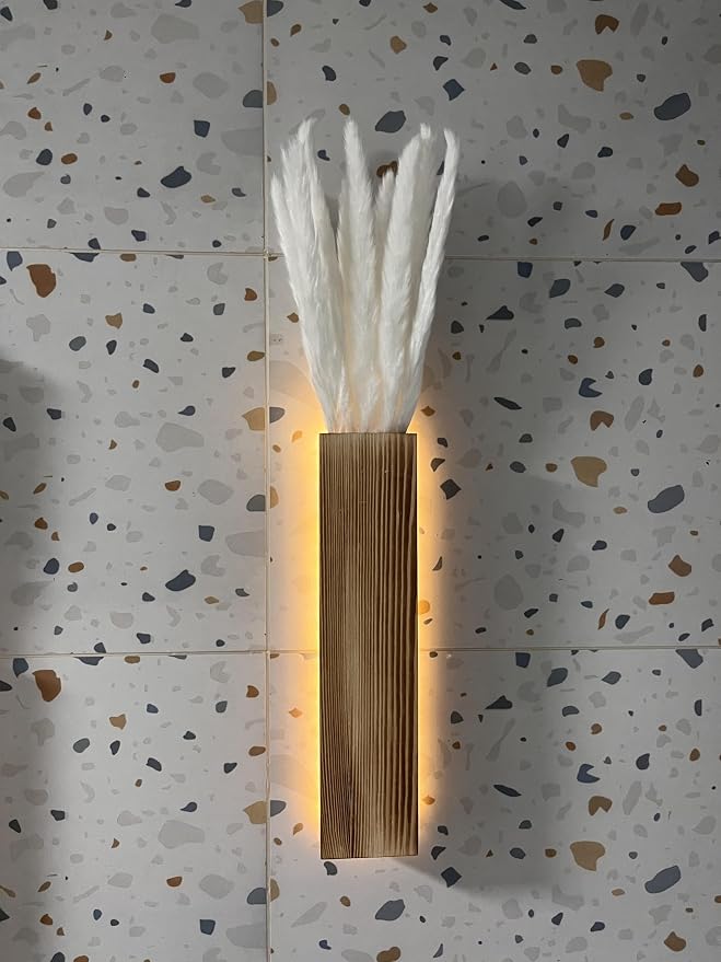 Artificial Eucalyptus with LED Lights Wall Planters Rustic Wall Decor with Lights Wall Sconces Fake Vines for Room Decor Home Bedroom Living Room Bathroom Hanging Vase (Natural)