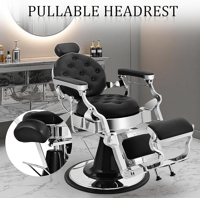 Barber Salon Chairs for Barbershop, Professional Salon Styling Chair for Hair Stylist with Heavy Duty Hydraulic, 360 ° Swivel Spa Beauty Tattoo Massage Equipment