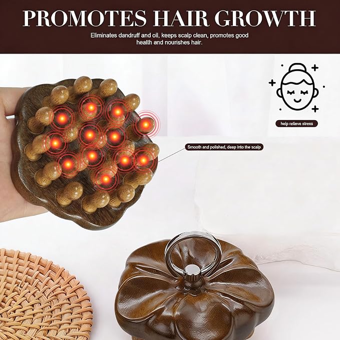 Bamboo Scalp Massager, Wooden Scalp Massager Comb for Relaxation and Daily Scalp Care, Manual Head Massager Tool, Handheld Scalp Massage Comb for Home or Travel
