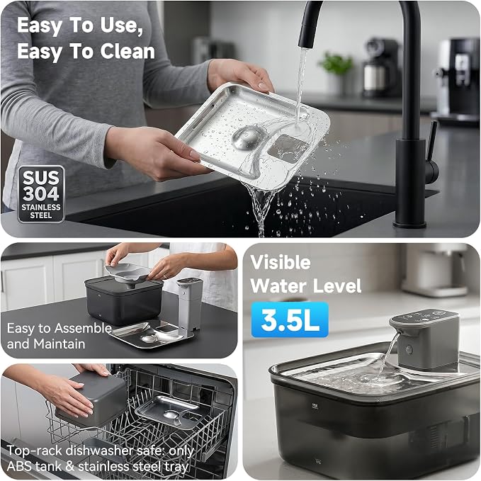 Wireless Cat Water Fountain, 118oz/3.5L Battery-Operated Pet Fountain | 3 Smart Modes,4000mAh Large Capacity Rechargeable Battery Operated Cat Water Dispenser Ultra Quiet BPA-Free, 1 Filter