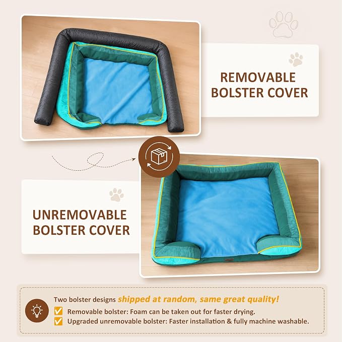 Comfort Expression Orthopedic Dog Bed for Extra Large Dogs with Bolster | Waterproof Dog Couch Bed with Washable Cover & Non-Slip Bottom, Supportive Egg Crate Foam XL Pet Bed, 45x35 Inch