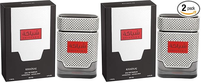 Khadlaj Shiyaaka Silver Eau de Parfum Spray for Men, 3.4 Ounce (Pack of 2)