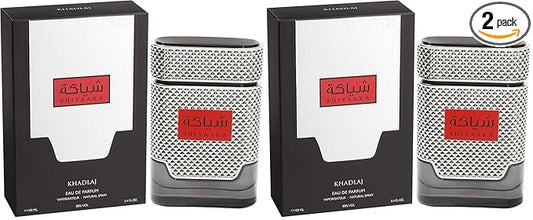 Khadlaj Shiyaaka Silver Eau de Parfum Spray for Men, 3.4 Ounce (Pack of 2)
