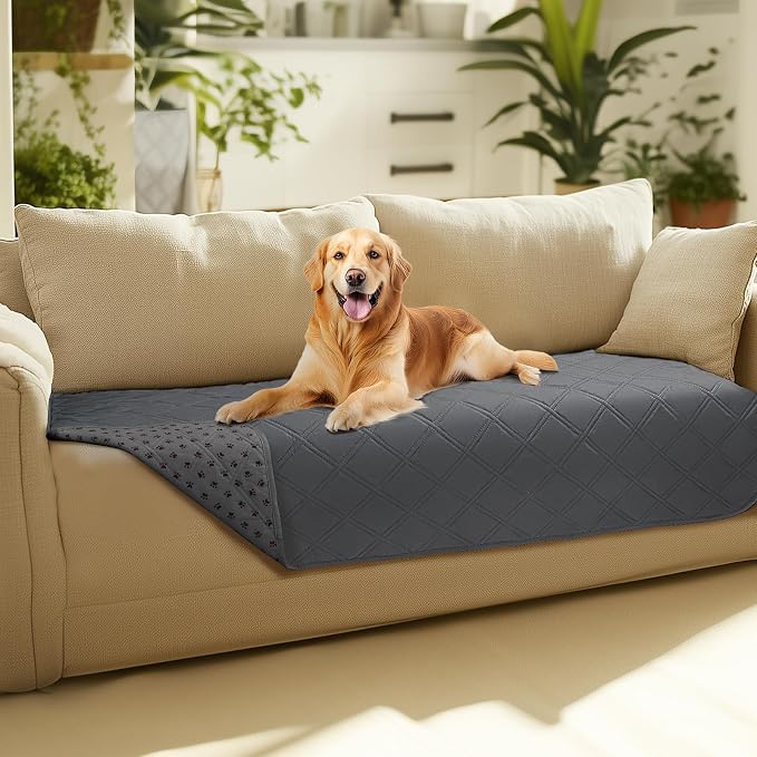 Luciphia Waterproof Couch Cover for Dogs, Non-Slip Pet Sofa Protector | Non-slip waterproof couch cover scratch-resistant machine washable protects sofa bed, Grey, 30" x 70"