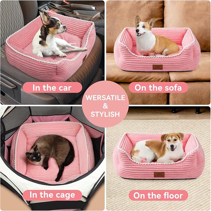 Zerbuger 30in Pink Rectangle Cat Dog Bed Machine Washable Sleeping Sofa | for Large Medium Small Pets Indoor Outdoor, Non-Slip Bottom Soft Puppy Bed Durable Orthopedic Calming Pet Cuddler