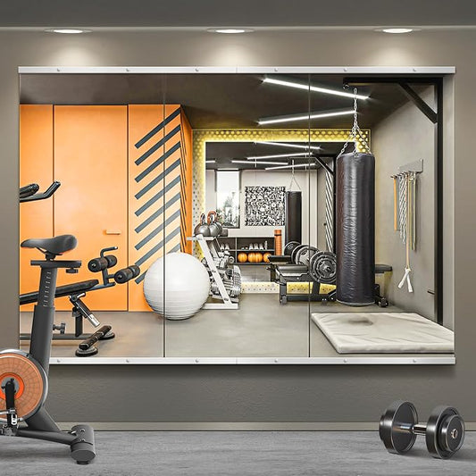 Home Gym Mirror for Wall, 48x24x3PCS Frameless Full Length Mirror, Silver | HD Shatterproof Glass, Easy Wall Mount, Large Body Mirrors for Home Gym, Workout, Bedroom, Garage