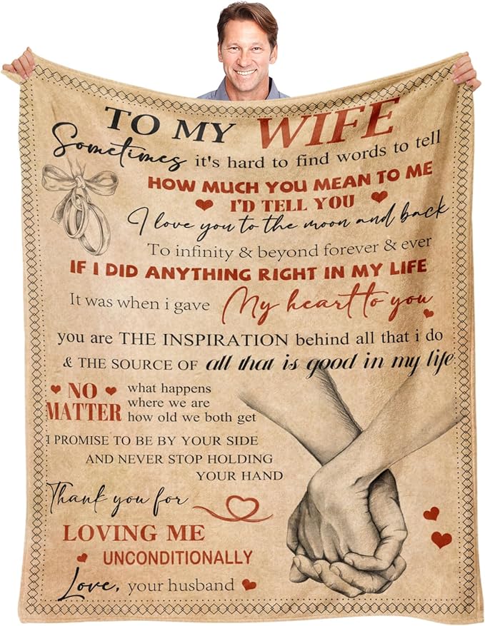 Wife Romantic Gifts from Husband Ideas - to My Wife Blanket 60"x80" | Gifts for Women Her Wife on Birthday Wedding Anniversary Mother's Day Christmas Valentine's Day