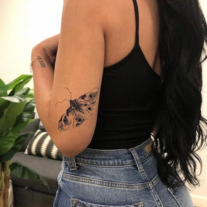 2 Sheets Long Lasting Little Devil Temporary Fake Tattoos For Women Adults Arm Hand Neck,Butterfly Semi Permanent Tattoo For Adults Girl,Realistic, Waterproof and Non-Reflective